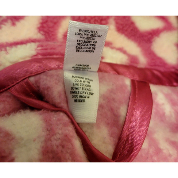 PINK K Sleep wear Robe Pink Damask Print Plush Chunky Women's Sz Small - Picture 10 of 11